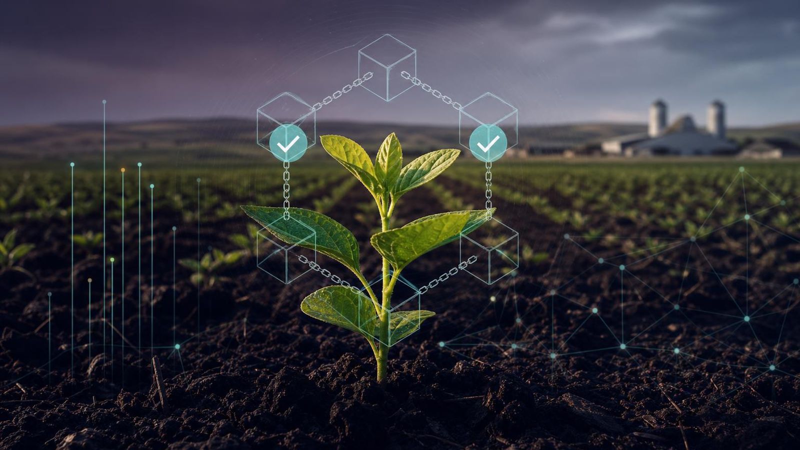 Editorial composition referencing an agriculture-themed virtual environment
